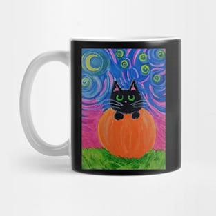 Happy Halloween Black Cat with Pumpkin Mug